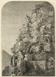 Ascenso de la Gran Pirámide, grabado de una fotografía